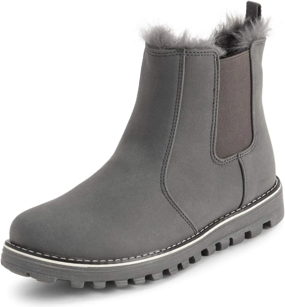 Polar Womens Memory Foam Chelsea Nubuck Boot Waterproof Rubber Welted Stitch Outsole Faux Fur Lined