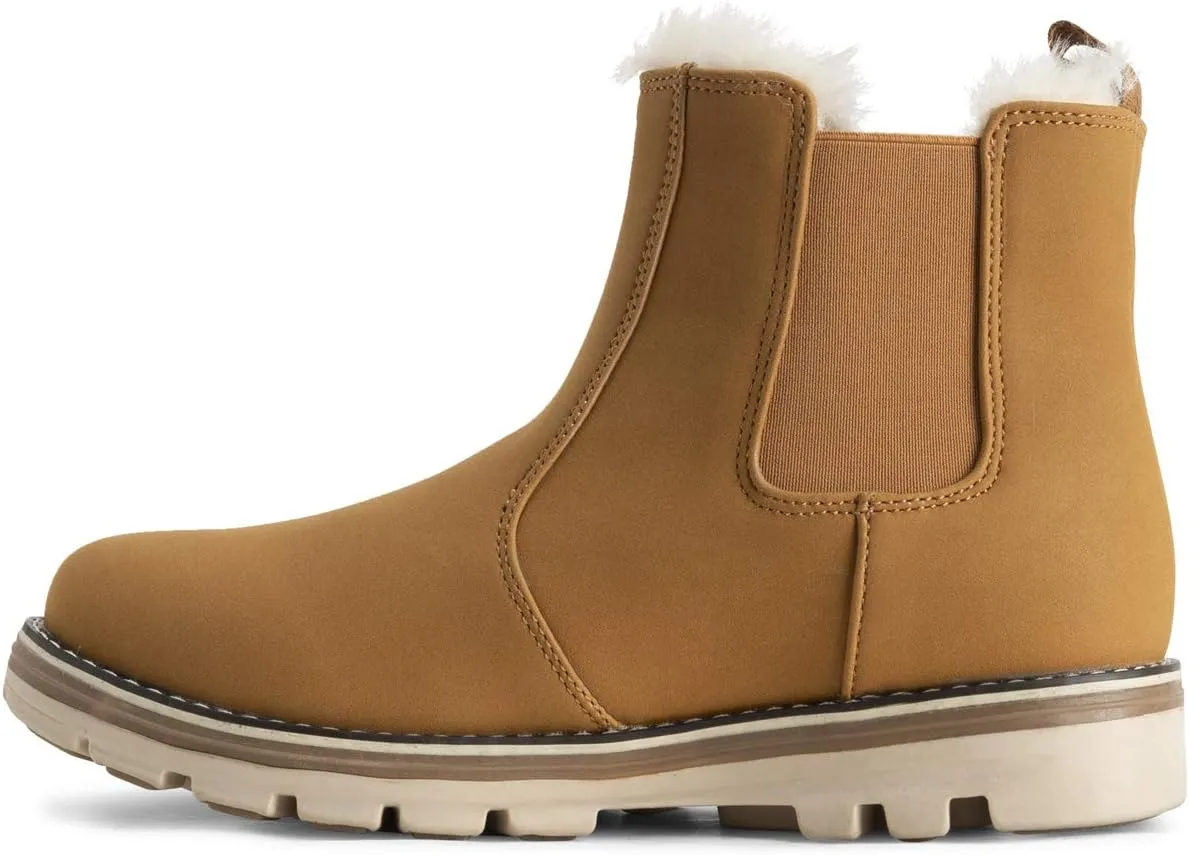 Polar Womens Memory Foam Chelsea Nubuck Boot Waterproof Rubber Welted Stitch Outsole Faux Fur Lined