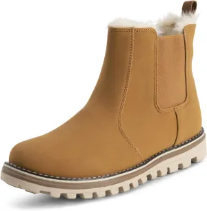 Polar Womens Memory Foam Chelsea Nubuck Boot Waterproof Rubber Welted Stitch Outsole Faux Fur Lined