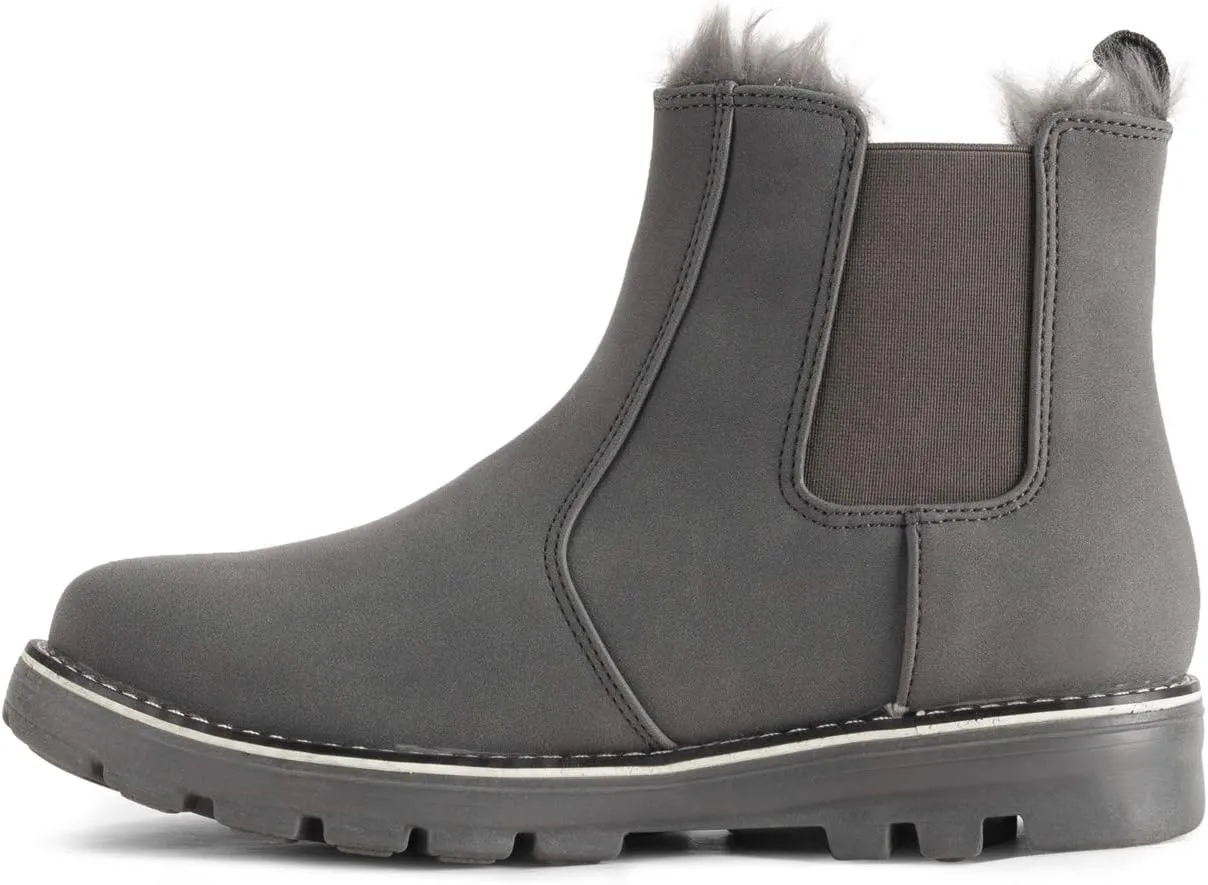 Polar Womens Memory Foam Chelsea Nubuck Boot Waterproof Rubber Welted Stitch Outsole Faux Fur Lined