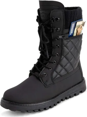 POLAR Womens Memory Foam Outside Pocket Inside Zip Thermal Waterproof Deep Tread Rubber Sole Snow Boots