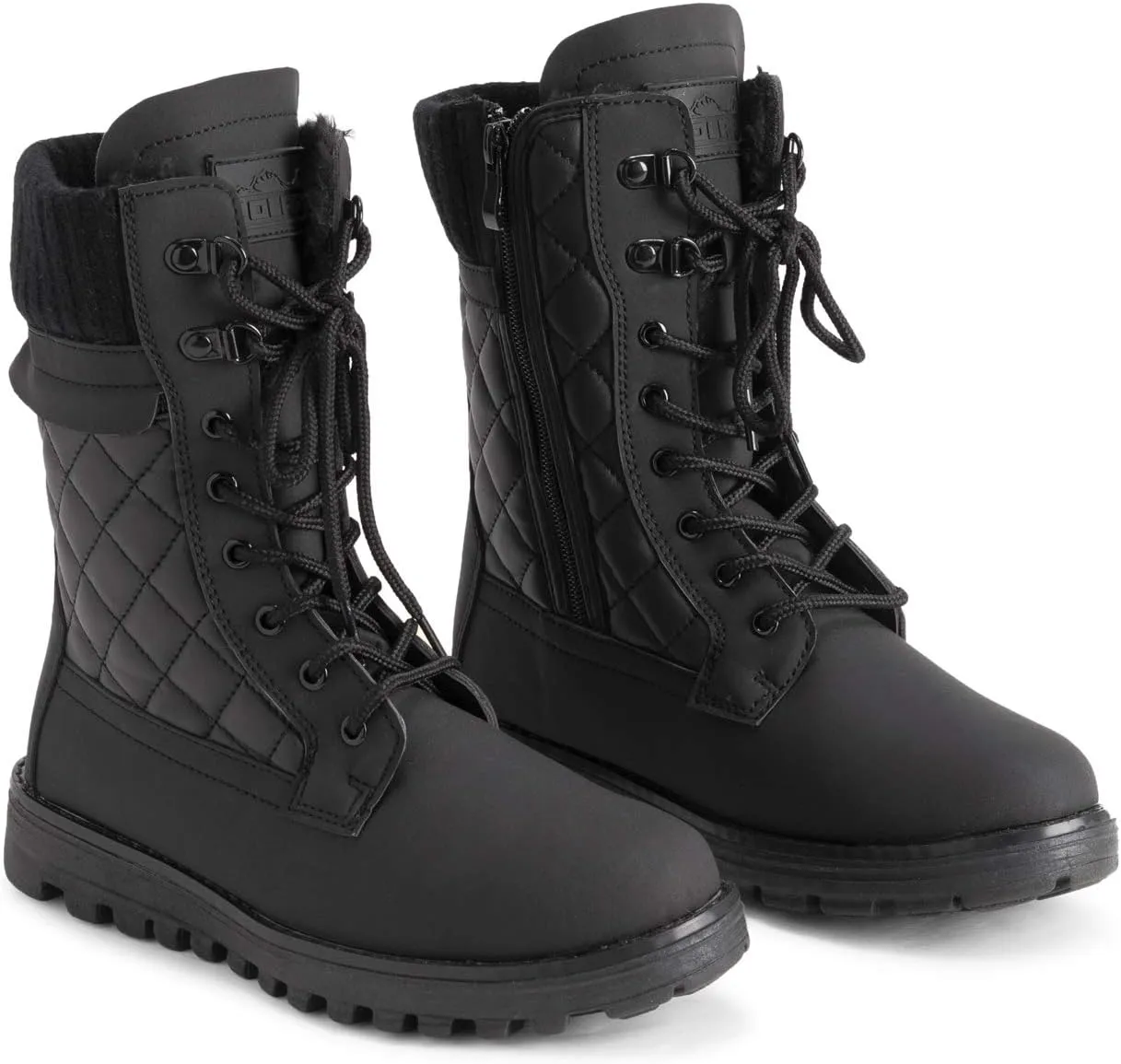 POLAR Womens Memory Foam Outside Pocket Inside Zip Thermal Waterproof Deep Tread Rubber Sole Snow Boots