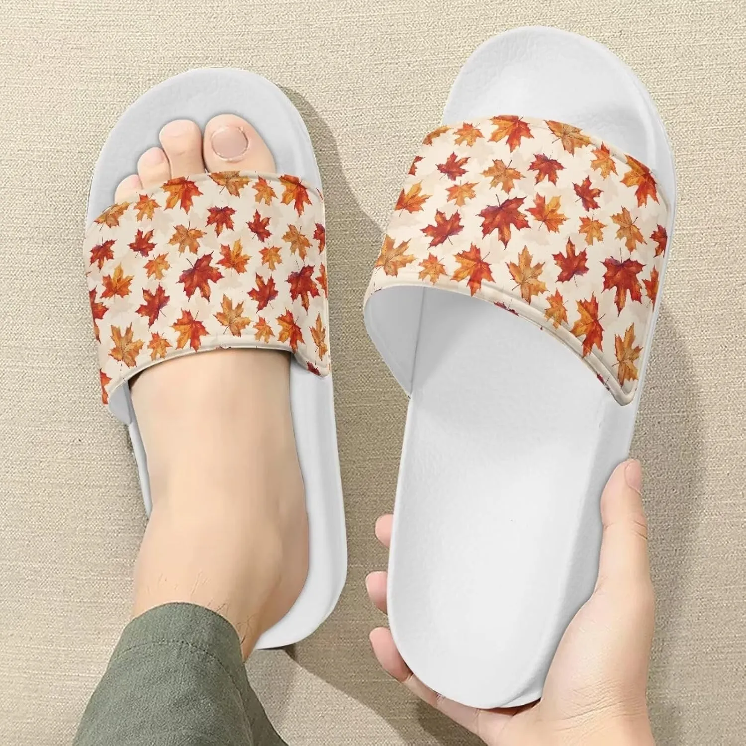 Print Women Slide Slippers Sandals Cozy Anti-Slip Quick Drying House Shoes Slippers