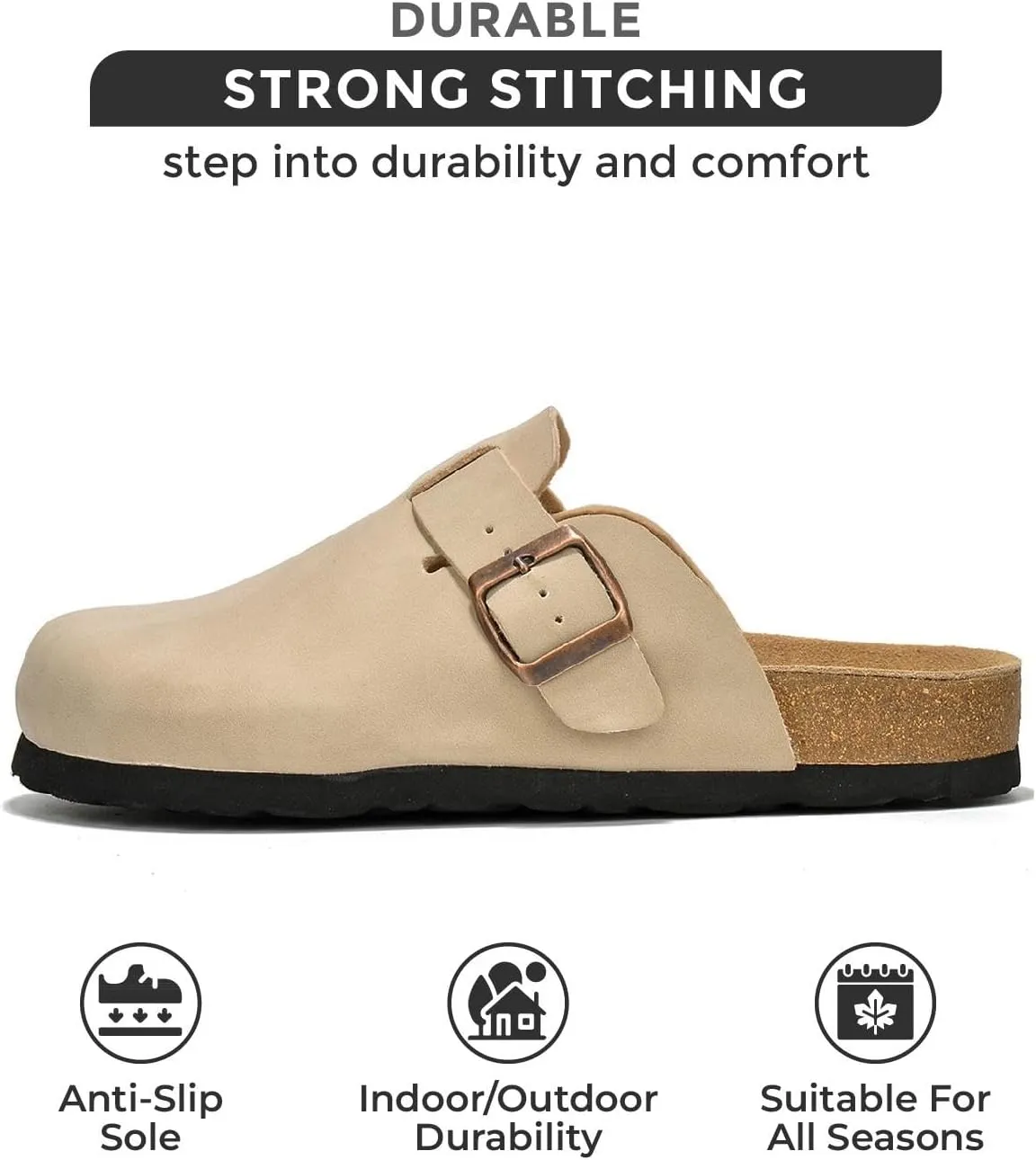 Project Cloud Genuine Leather Footbed Clogs for Women - Memory Foam Arch Support Slippers for Women - Trendy Slip-ons Women's Mules & Clogs Sandals (Benton)