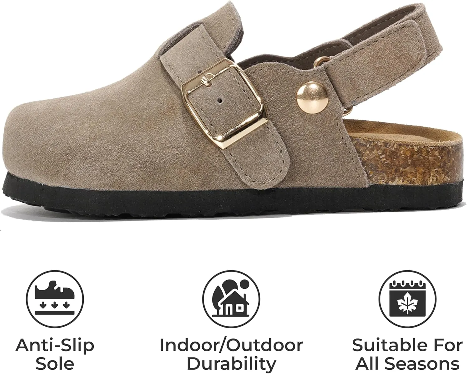 Project Cloud Mini Clogs for Kids - Memory Foam Unisex and Non-Slip Kids Clogs & Mules - Water Resistant Boys & Girls Sandals with Cork Footbed & Arch Support