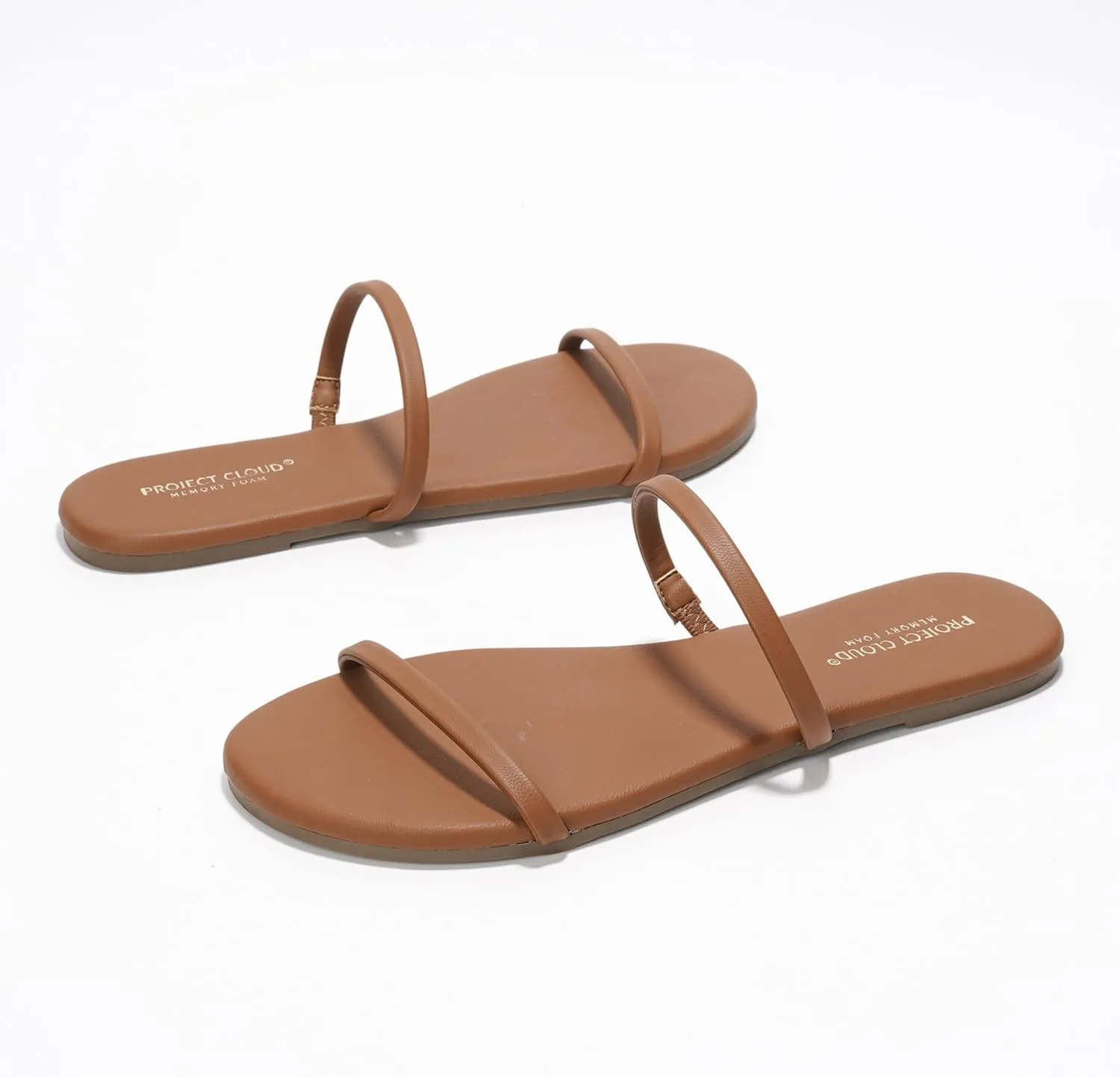 Project Cloud Sandals Women - Memory Foam Flip Flops for Women - Vegan Leather Summer Sandals - Lightweight Slip On Beach Essentials Slides (Transition)