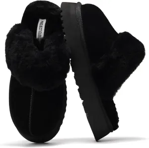 Project Cloud Slippers for Women Footwear - Genuine Suede with Memory Foam Clogs and Mules for Women 2025 - Non Slip and Lightweight Faux Fur Slippers (Viki)
