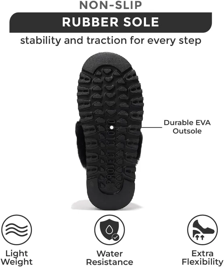Project Cloud Slippers for Women Footwear - Genuine Suede with Memory Foam Clogs and Mules for Women 2025 - Non Slip and Lightweight Faux Fur Slippers (Viki)