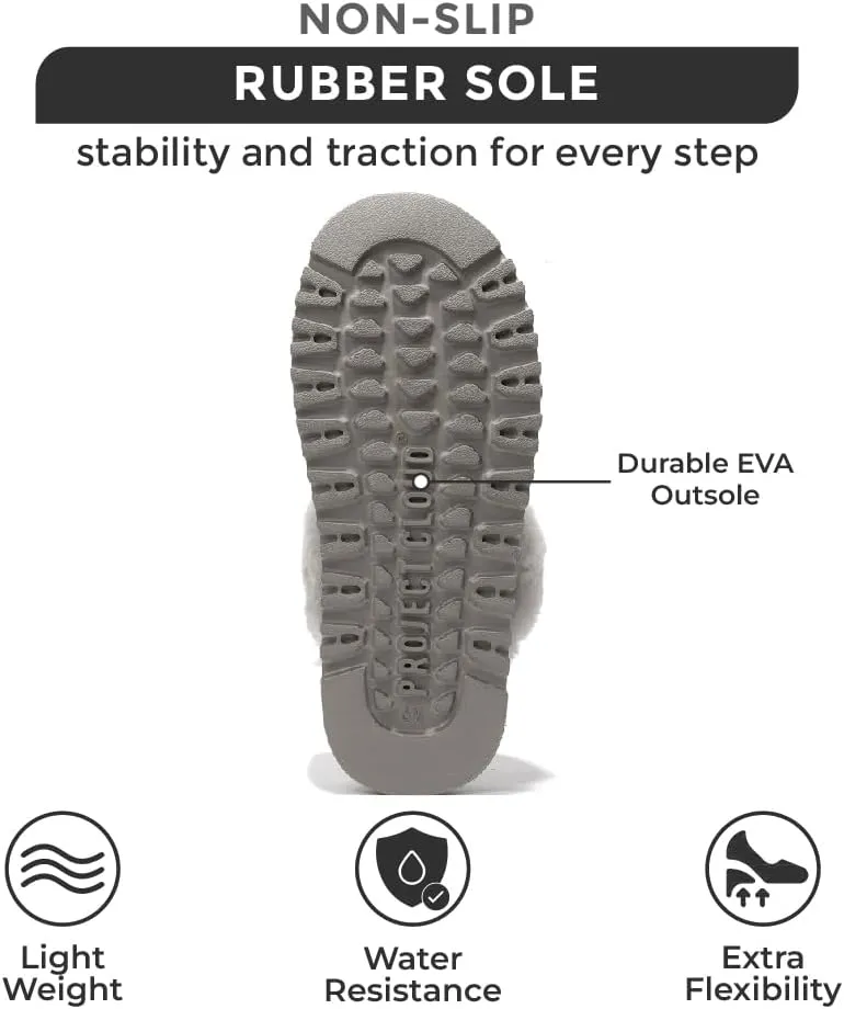 Project Cloud Slippers for Women Footwear - Genuine Suede with Memory Foam Clogs and Mules for Women 2025 - Non Slip and Lightweight Faux Fur Slippers (Viki)