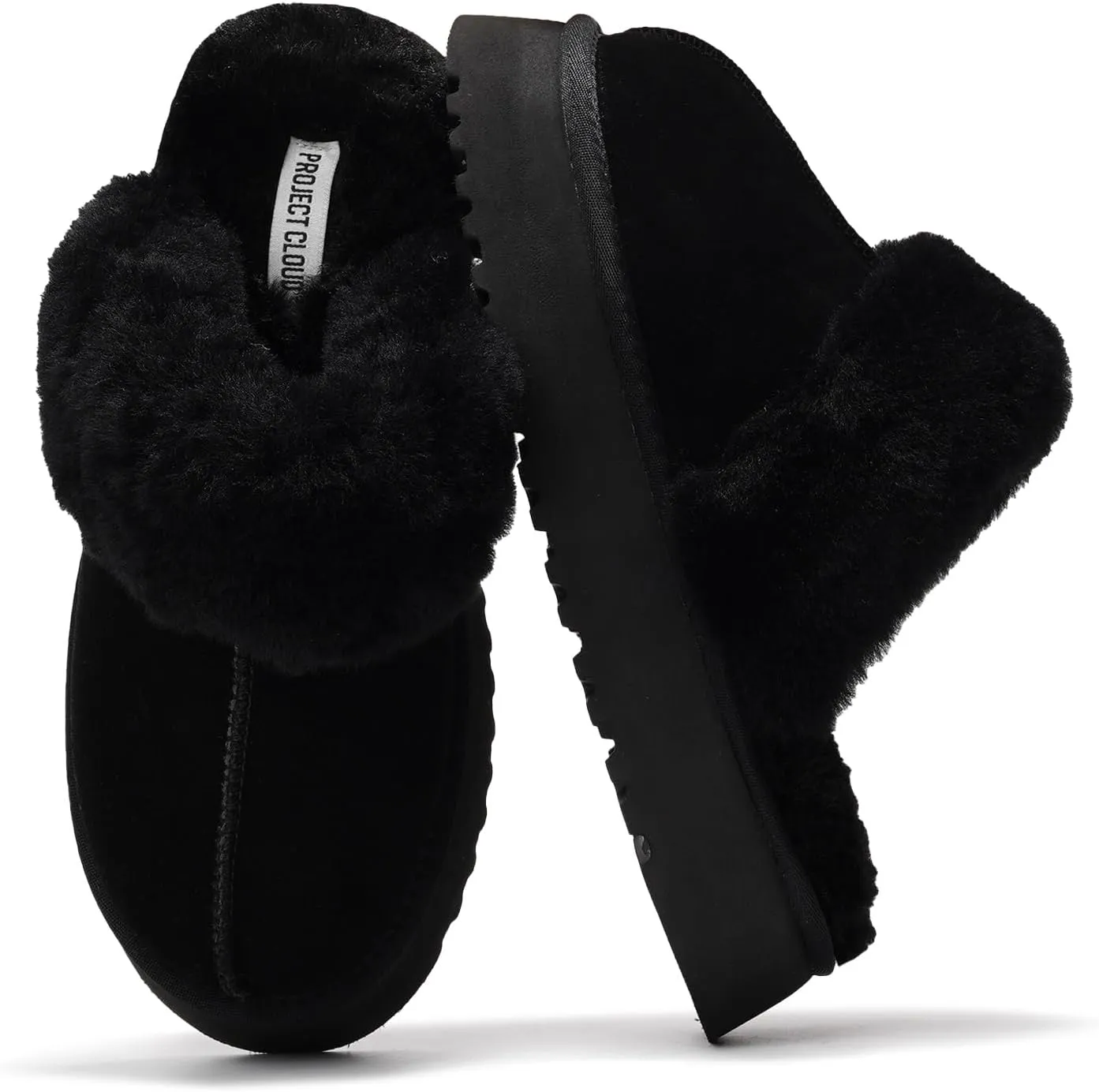 Project Cloud Slippers for Women Footwear - Genuine Suede with Memory Foam Clogs and Mules for Women 2025 - Non Slip and Lightweight Faux Fur Slippers (Viki)