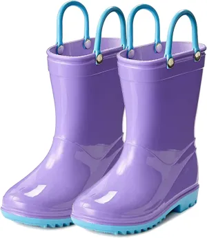 Puddle Play PVC Waterproof Rainboots - Purple Lavender and Light Blue - Easy-on Size 5 Toddler