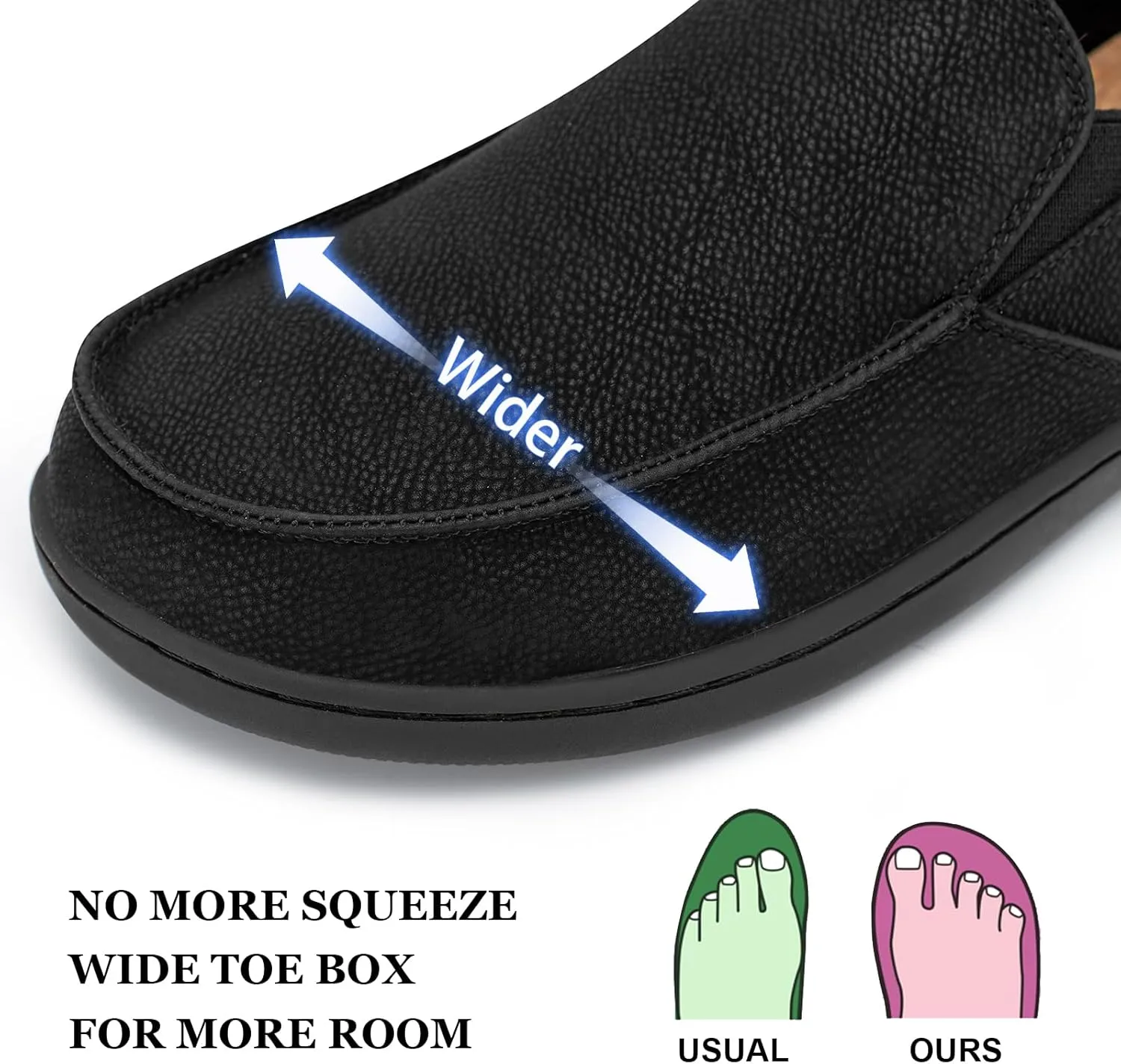 Pulltop Men's Barefoot Wide Toe Box Shoes - Zero Drop Leather Slip On Dress Shoes Non Slip Walking Shoes for Men