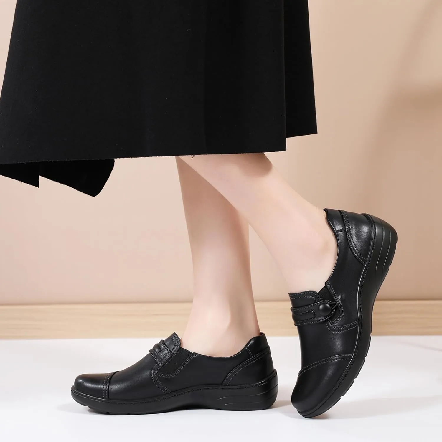 QAE Loafers for Women Orthopedic Loafers for Women Comfortable Women's Flat Slip-Ons Shoes for Dress Work Business Casual