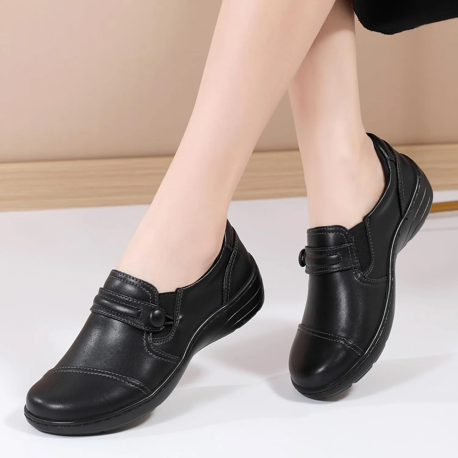 QAE Loafers for Women Orthopedic Loafers for Women Comfortable Women's Flat Slip-Ons Shoes for Dress Work Business Casual