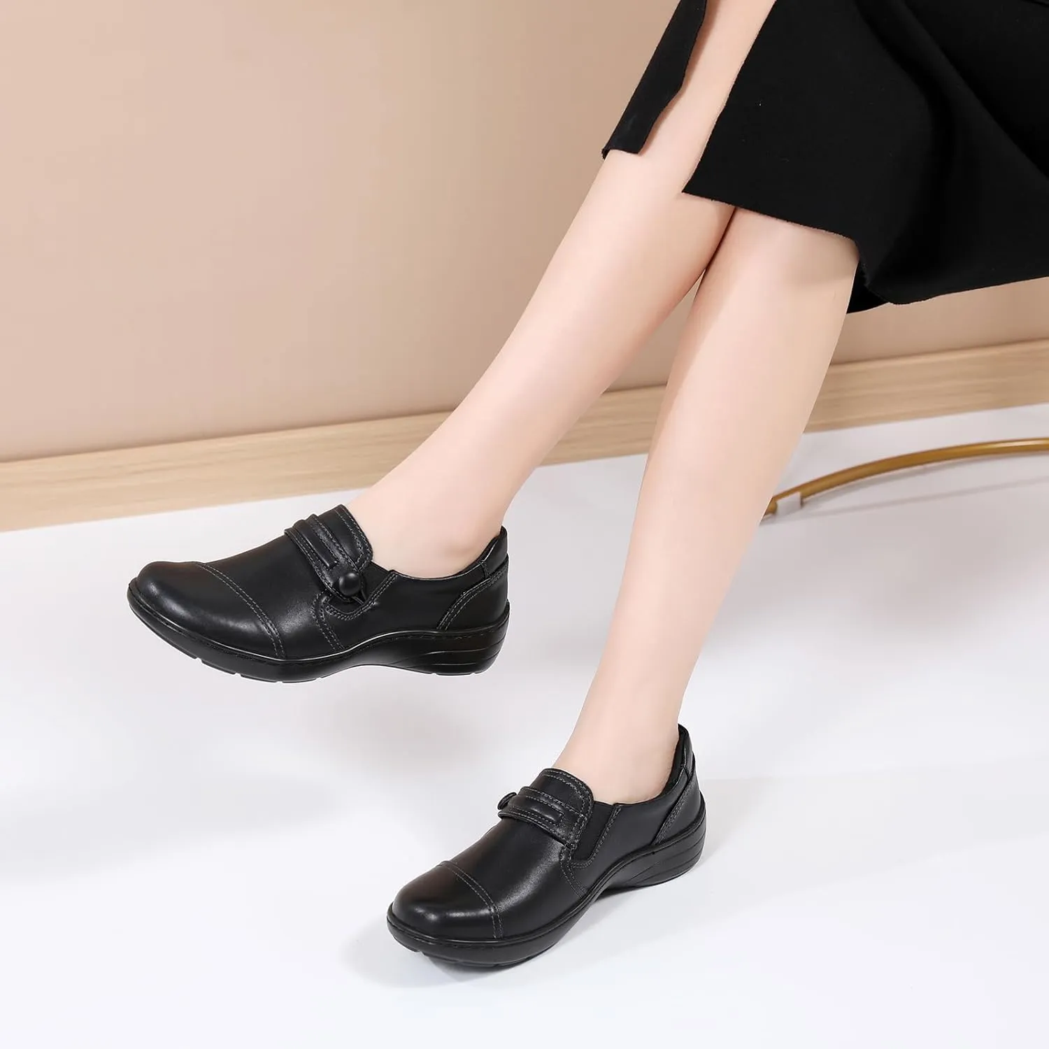 QAE Loafers for Women Orthopedic Loafers for Women Comfortable Women's Flat Slip-Ons Shoes for Dress Work Business Casual