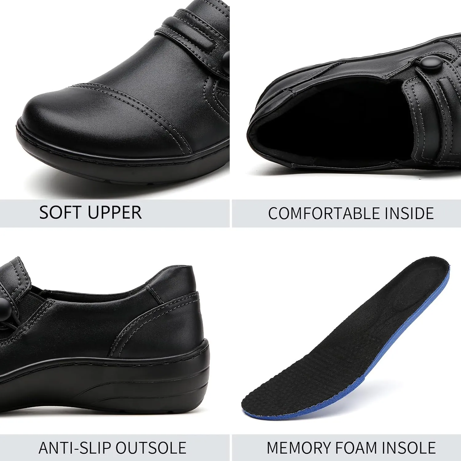 QAE Loafers for Women Orthopedic Loafers for Women Comfortable Women's Flat Slip-Ons Shoes for Dress Work Business Casual