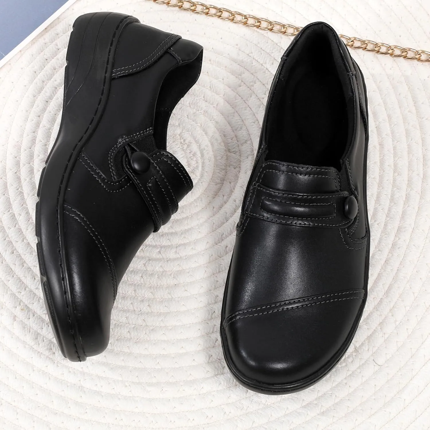 QAE Loafers for Women Orthopedic Loafers for Women Comfortable Women's Flat Slip-Ons Shoes for Dress Work Business Casual