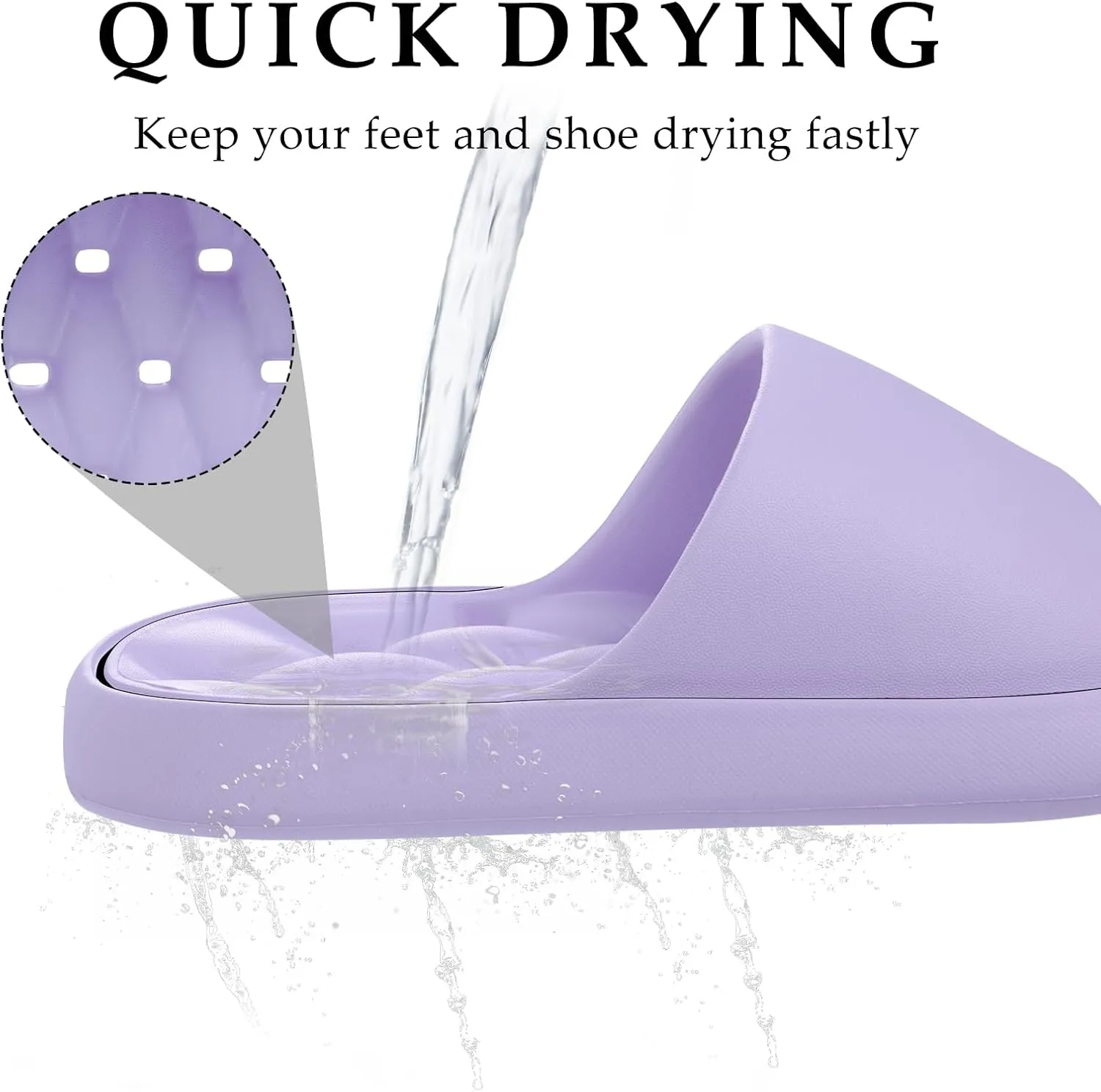 Quick Drying Shower Shoes Men Lightweight Shower Slippers with Drain Hole Soft Women Bathroom Slippers for Gym, Spa, Pool Anti-Slip Shower Shors Home Bathing Slipper Sandals
