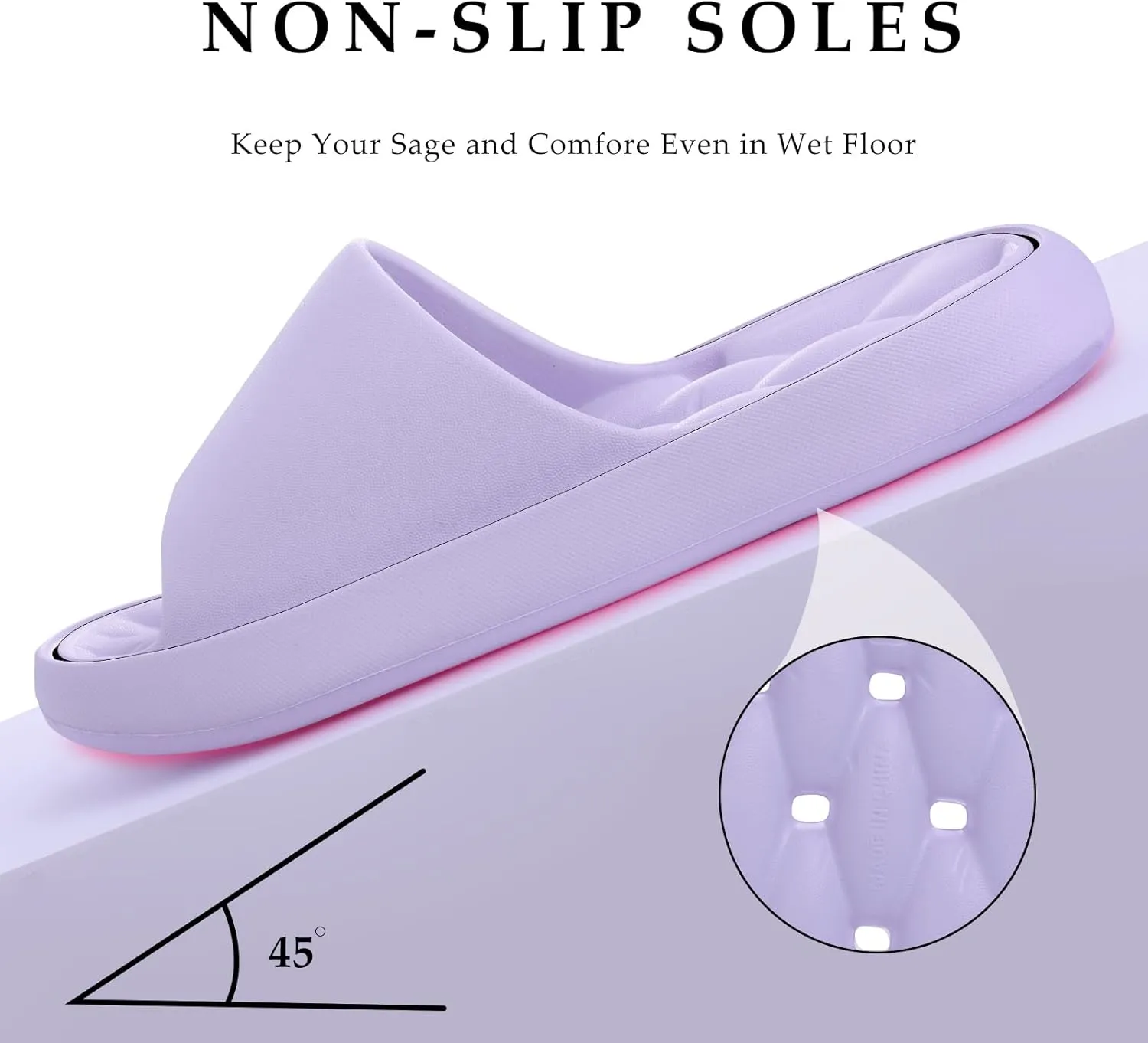 Quick Drying Shower Shoes Men Lightweight Shower Slippers with Drain Hole Soft Women Bathroom Slippers for Gym, Spa, Pool Anti-Slip Shower Shors Home Bathing Slipper Sandals