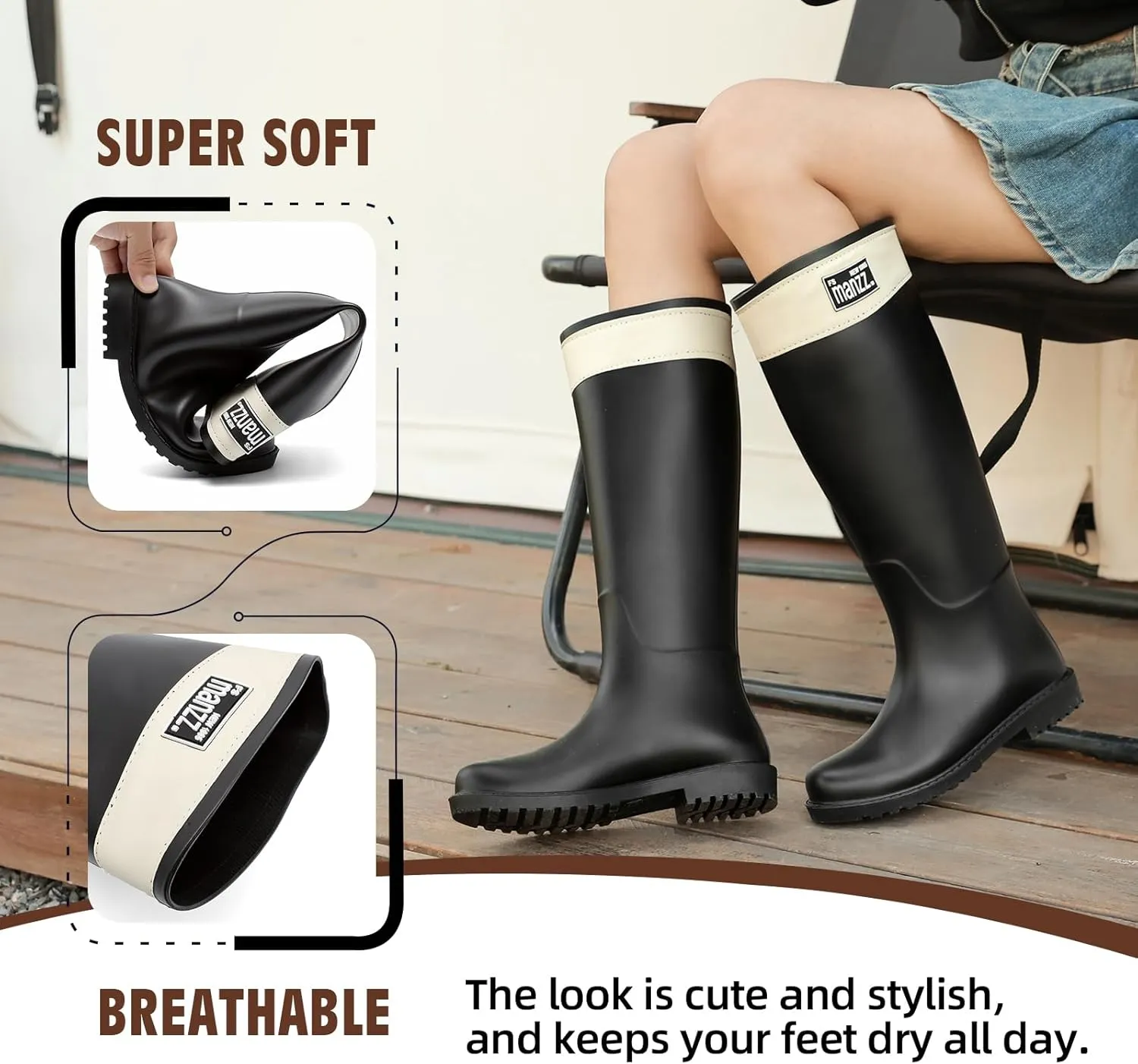 Rain Boots for Women, Anti-Slip Rubber Boots Waterproof Garden Boots Durable Slip Resistant Muck Boots,Tall Water Women Boots Comfort Fishing Boots Knee High Work Boots for Outdoor