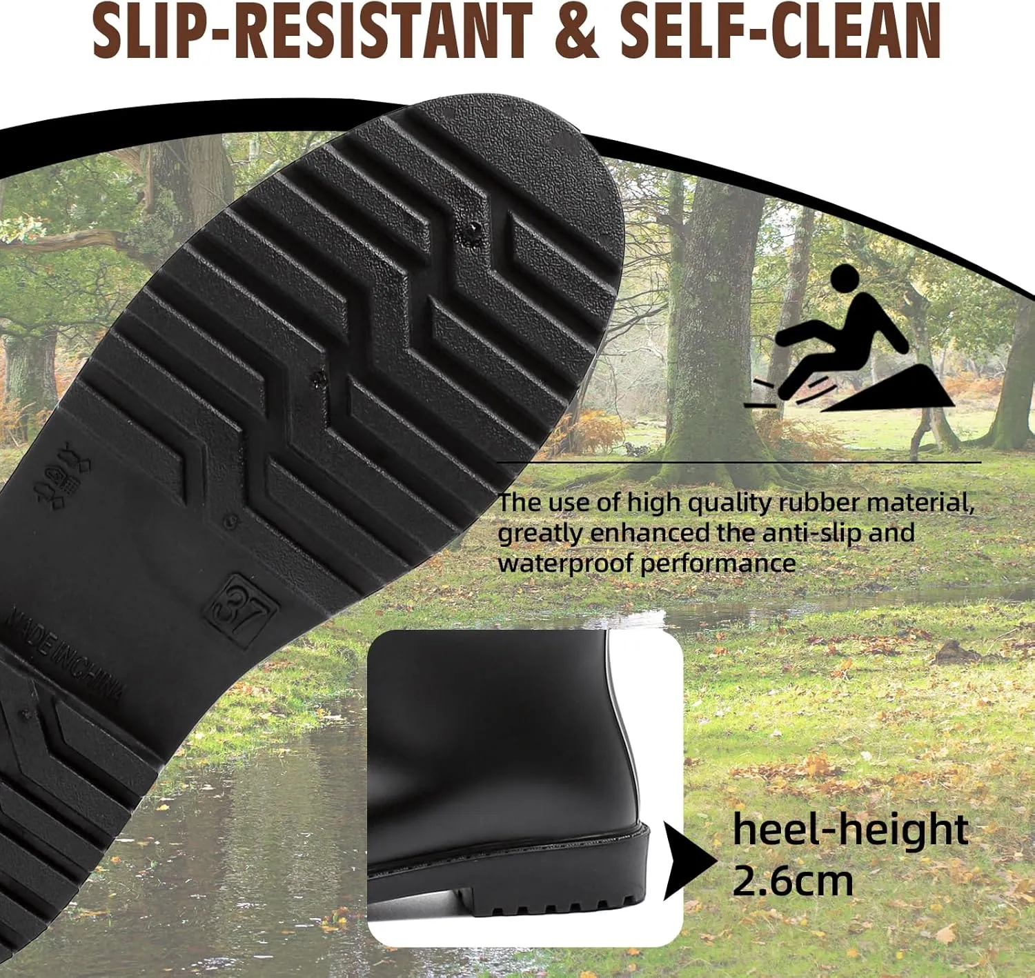 Rain Boots for Women, Anti-Slip Rubber Boots Waterproof Garden Boots Durable Slip Resistant Muck Boots,Tall Water Women Boots Comfort Fishing Boots Knee High Work Boots for Outdoor