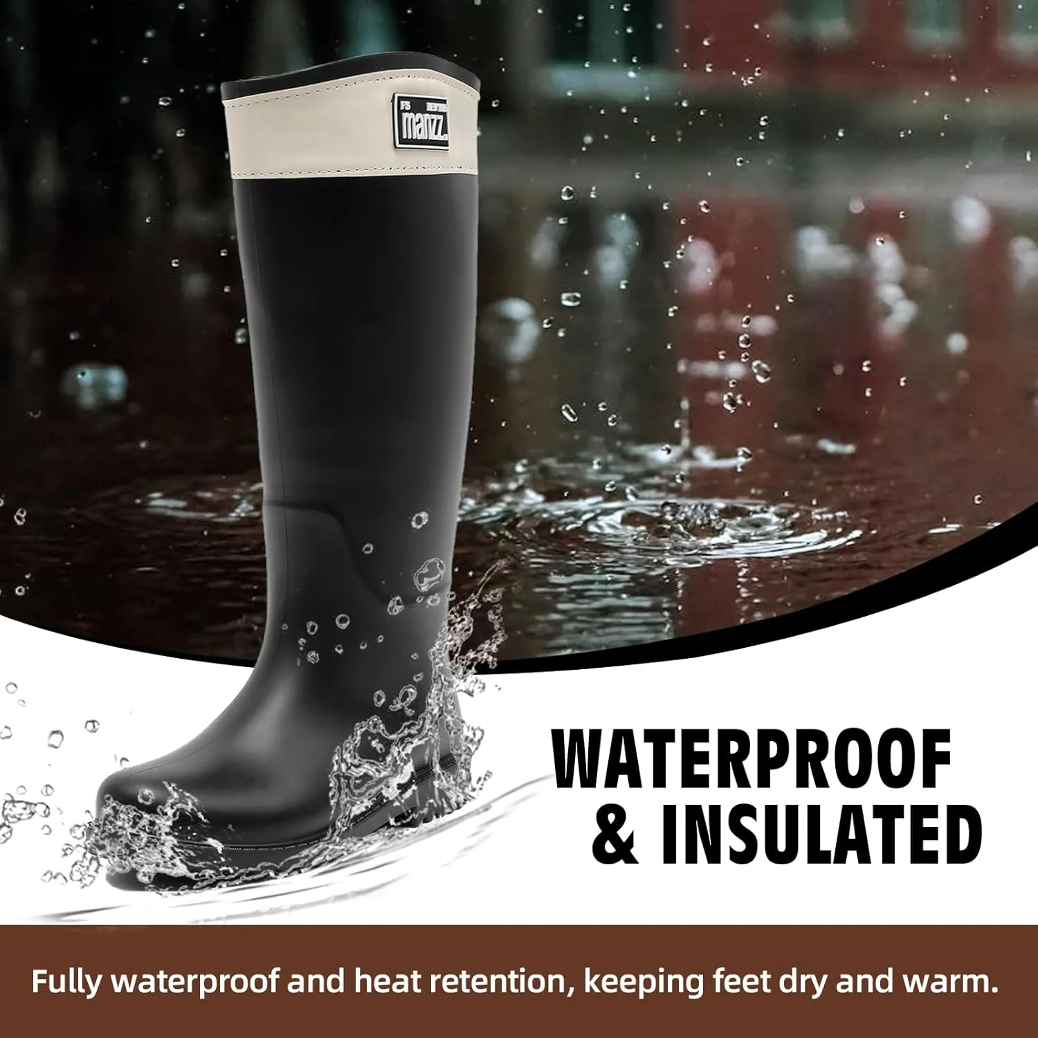Rain Boots for Women, Anti-Slip Rubber Boots Waterproof Garden Boots Durable Slip Resistant Muck Boots,Tall Water Women Boots Comfort Fishing Boots Knee High Work Boots for Outdoor