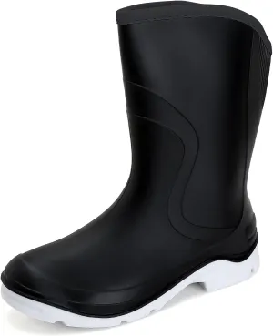 Rain Boots for Women，Waterproof Garden Rubber Boots, Non-slip Width Mid-Calf Comfort Short Boots, Ankle Rainboots Boots, Lightweight Platform Mud Boots Water Shoes for Outdoor Working Fishing