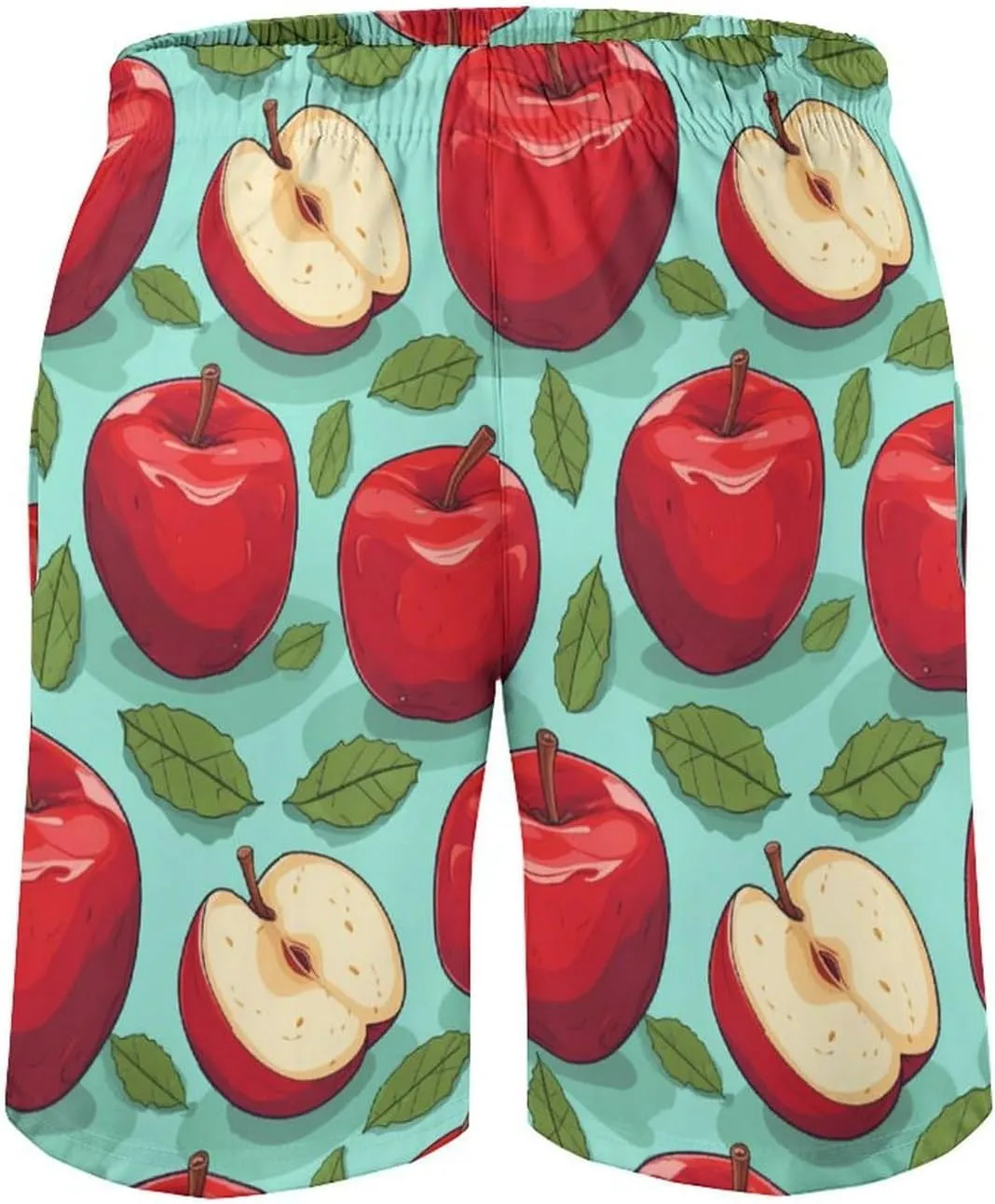 Red-Apples Men's Swim Trunks Quick Dry Hawaii Board Shorts Bathing Suits Beachwear with Mesh Lining