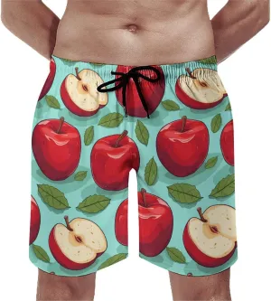 Red-Apples Men's Swim Trunks Quick Dry Hawaii Board Shorts Bathing Suits Beachwear with Mesh Lining
