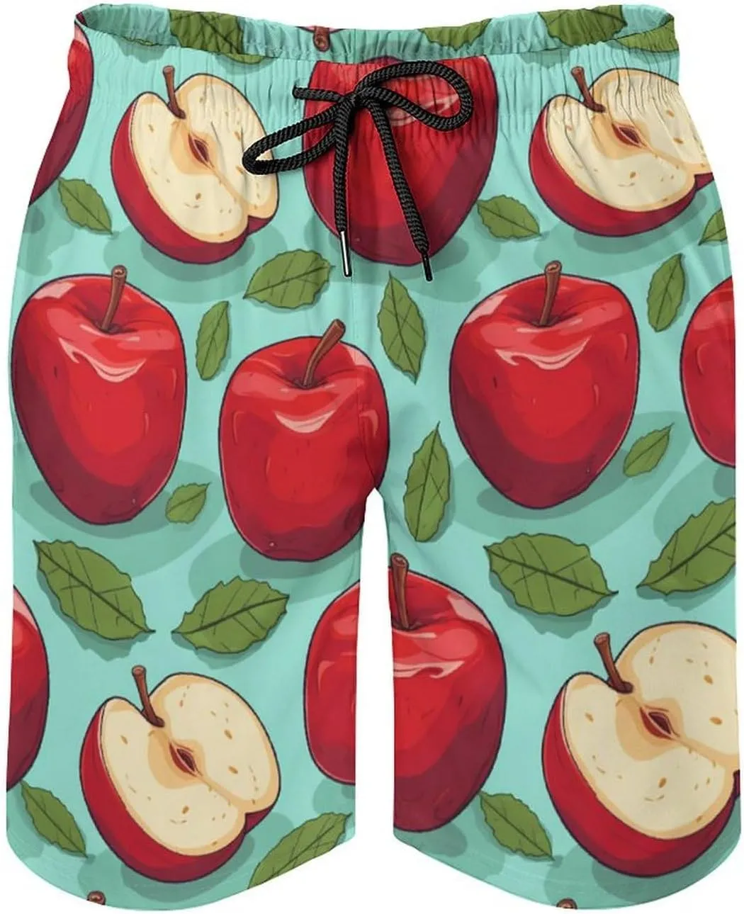 Red-Apples Men's Swim Trunks Quick Dry Hawaii Board Shorts Bathing Suits Beachwear with Mesh Lining