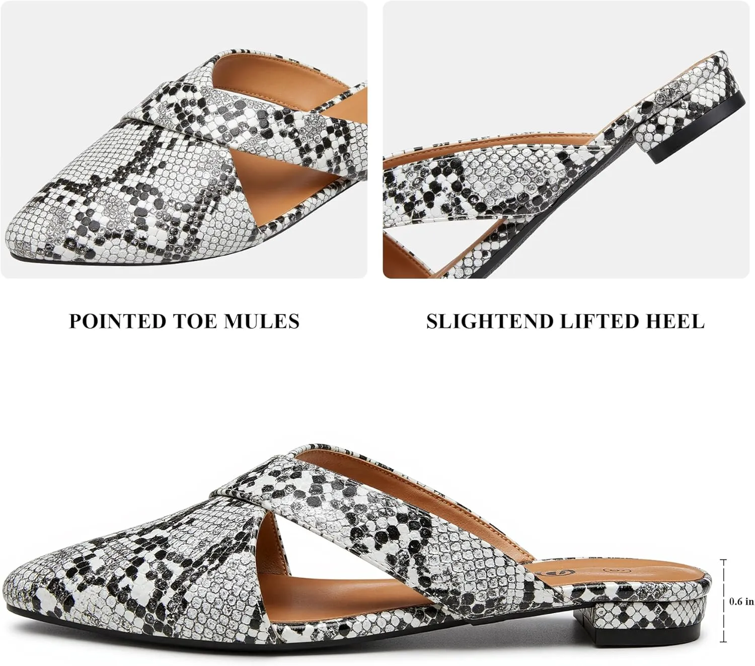 Rekayla Women’s Mules Closed Pointed Toe Backless Loafer Shoes for Women