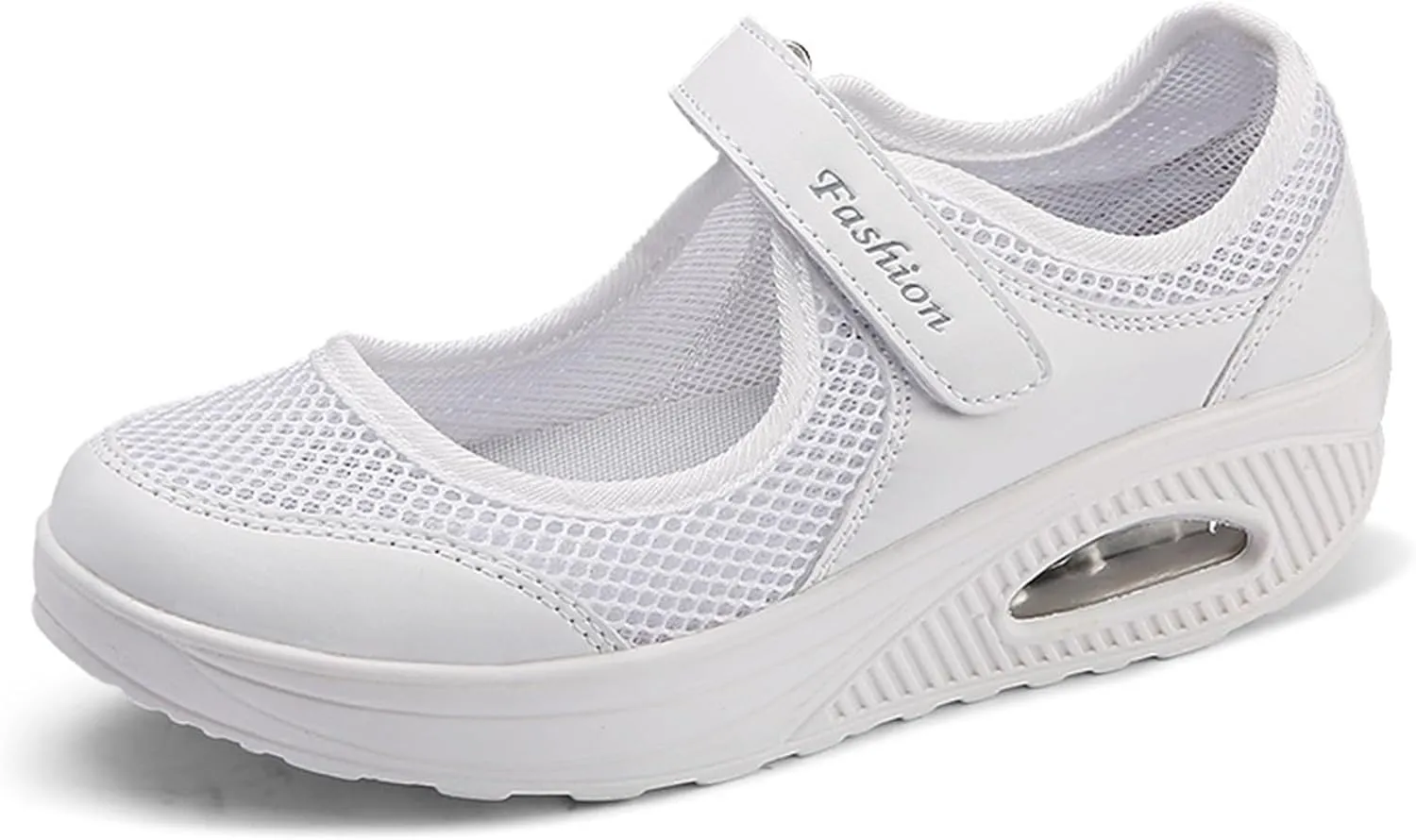 RiceelSor Women's Mesh Adjustable Nurse Shoes Breathable Lightweight Walking Air Cushion Buffer Fitness Nursing Orthotic Mary Jane Shoes