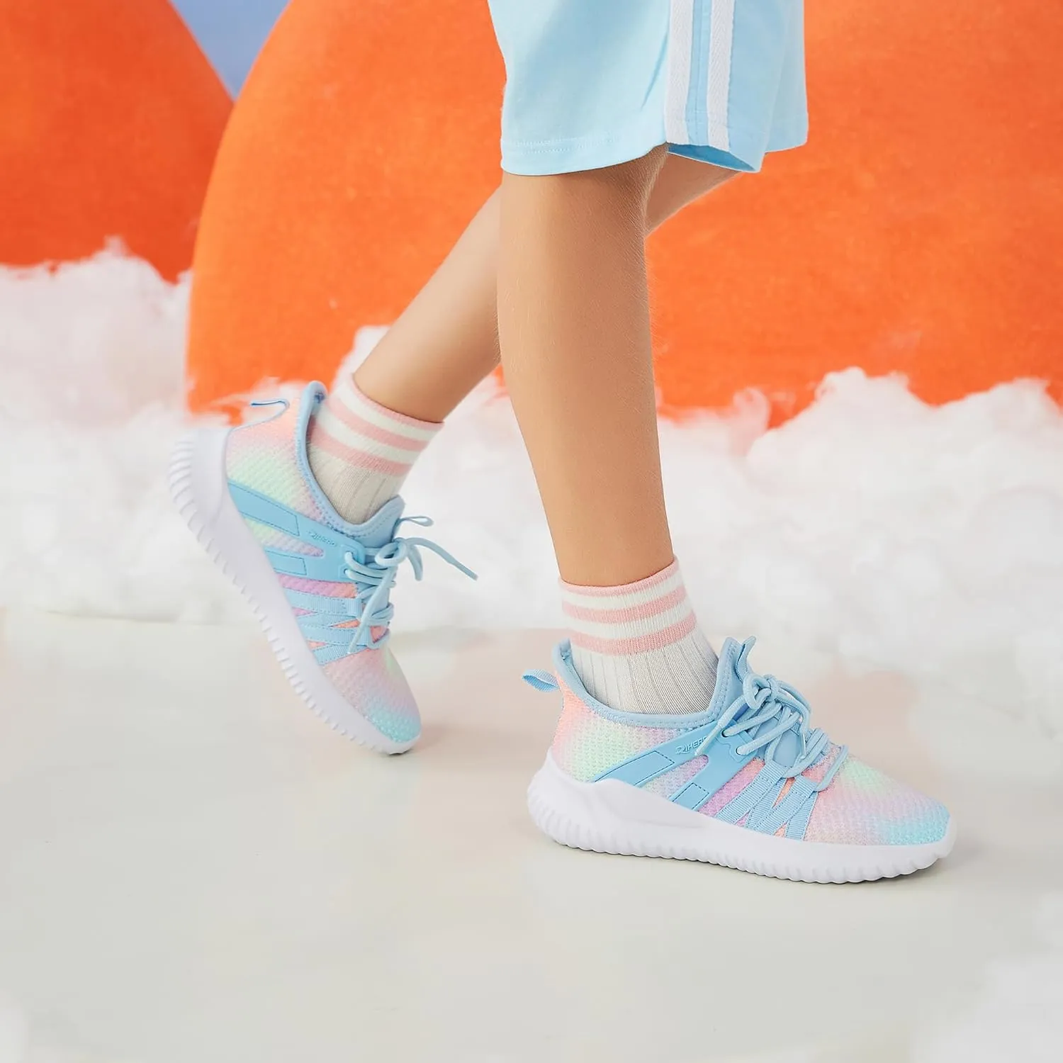 Rihero Girls Tennis Shoes Kids Running Shoes Toddler Lace-Up Lightweight Walking Slip On Sneakers