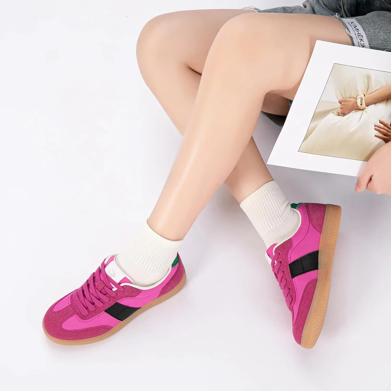 Rihero Women's Fashion Sneakers Comfortable Walking Shoes Casual Lace-Up Non Slip Sneakers