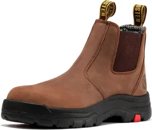 ROCKROOSTER Lumen Men's Slip On Boots, 6" Soft Toe Chelsea Work Boots, Oiled Leather Rubber Boots, Arch Support, Coolmax, ASTM F2892-18 Electrical Hazard AK224