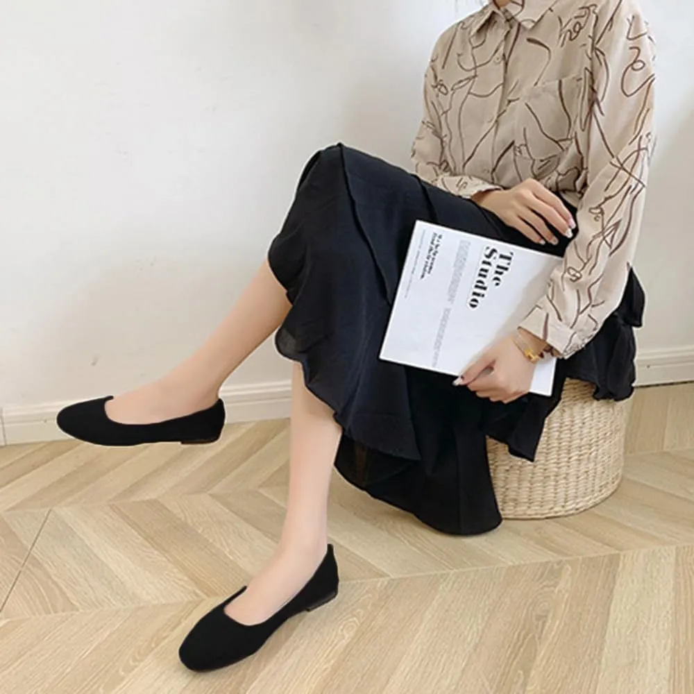 Rojeam Womens Flats Shoes Portable Pumps Ballet Flat Slip-on Ballerina Pumps Shoes Ladies Loafers