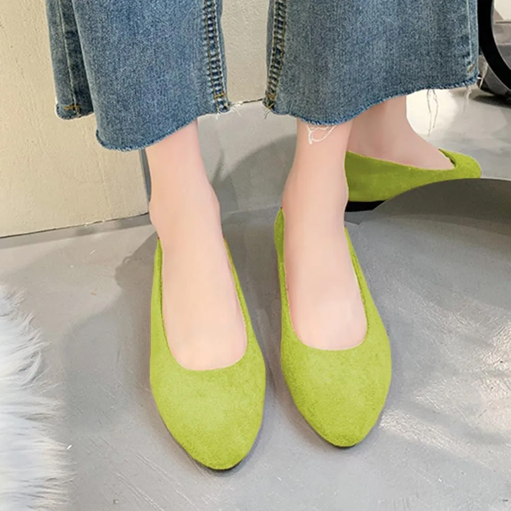 Rojeam Womens Flats Shoes Portable Pumps Ballet Flat Slip-on Ballerina Pumps Shoes Ladies Loafers