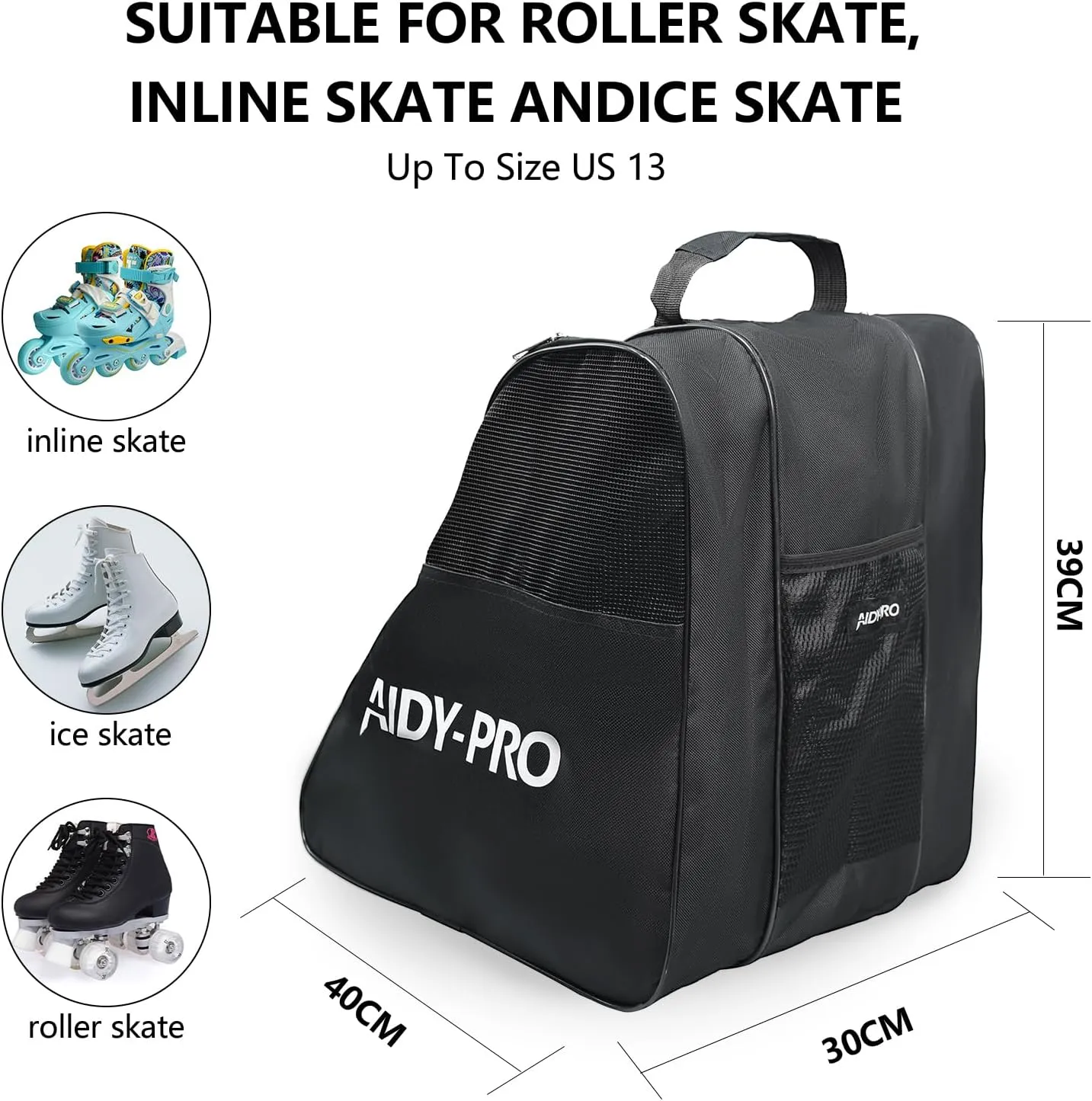 Roller Skate Bag for Quad, Figure, Inline Skates