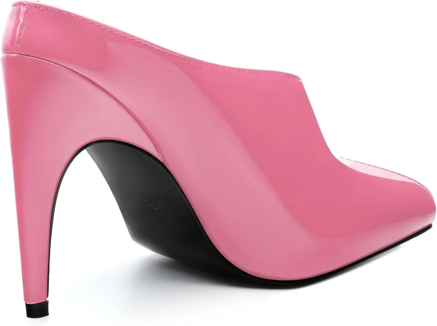 ROSERWISH Heeled Mules for Woman High Heel Mules Slip on Casual Slide Mules Square Toe Stiletto Heels Patent Comfortable Fashion Dress Shoes