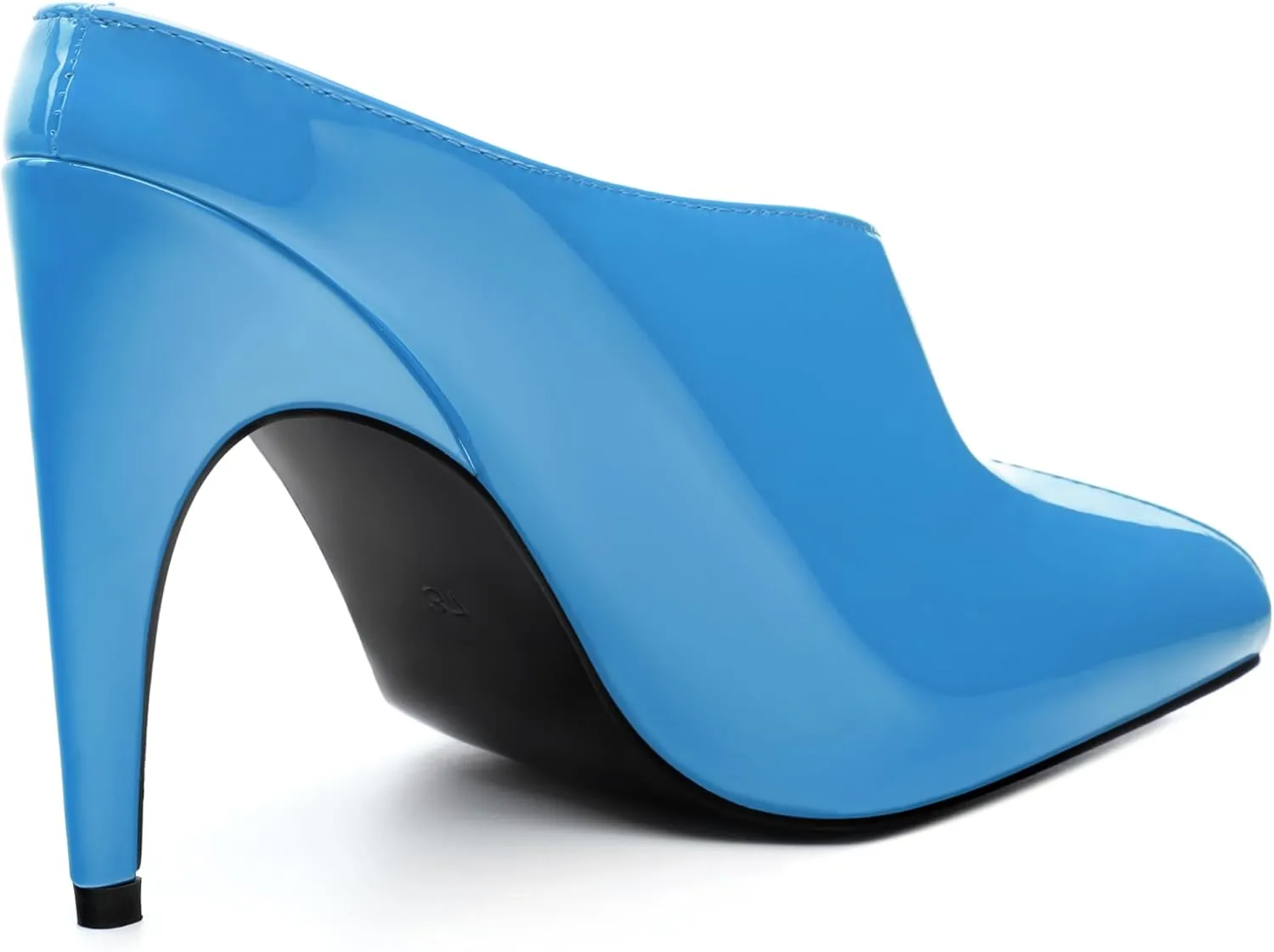 ROSERWISH Heeled Mules for Woman High Heel Mules Slip on Casual Slide Mules Square Toe Stiletto Heels Patent Comfortable Fashion Dress Shoes