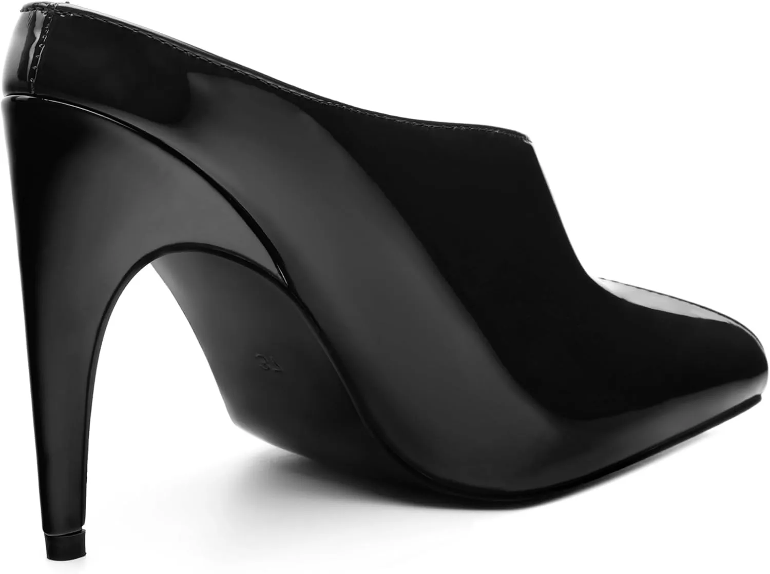 ROSERWISH Heeled Mules for Woman High Heel Mules Slip on Casual Slide Mules Square Toe Stiletto Heels Patent Comfortable Fashion Dress Shoes