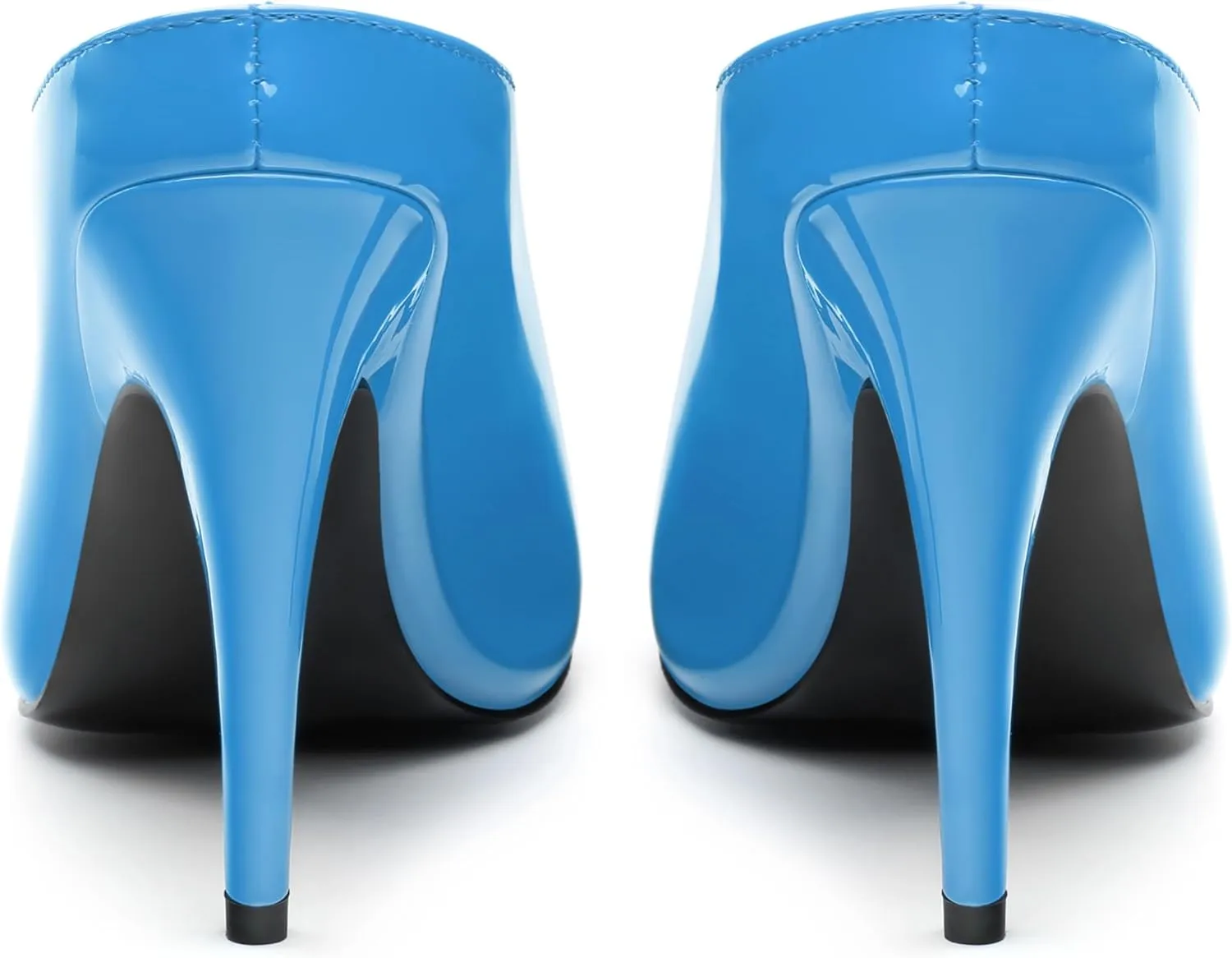 ROSERWISH Heeled Mules for Woman High Heel Mules Slip on Casual Slide Mules Square Toe Stiletto Heels Patent Comfortable Fashion Dress Shoes