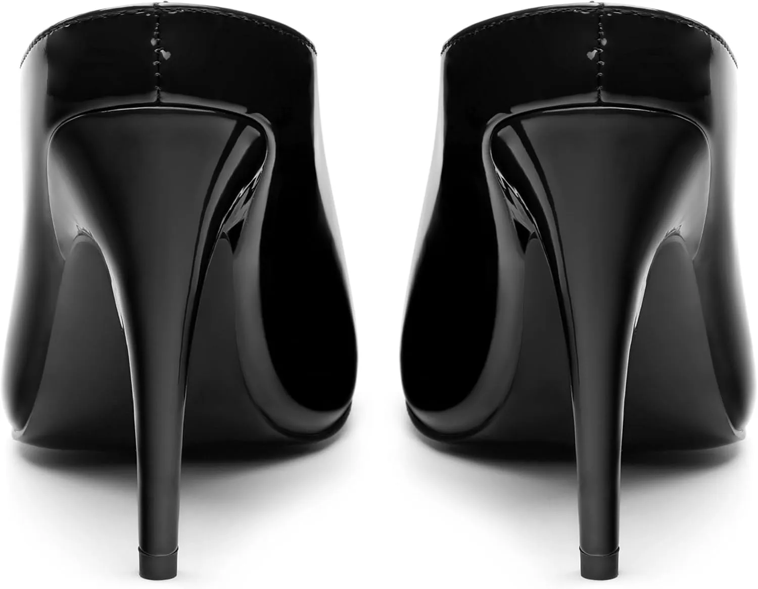 ROSERWISH Heeled Mules for Woman High Heel Mules Slip on Casual Slide Mules Square Toe Stiletto Heels Patent Comfortable Fashion Dress Shoes