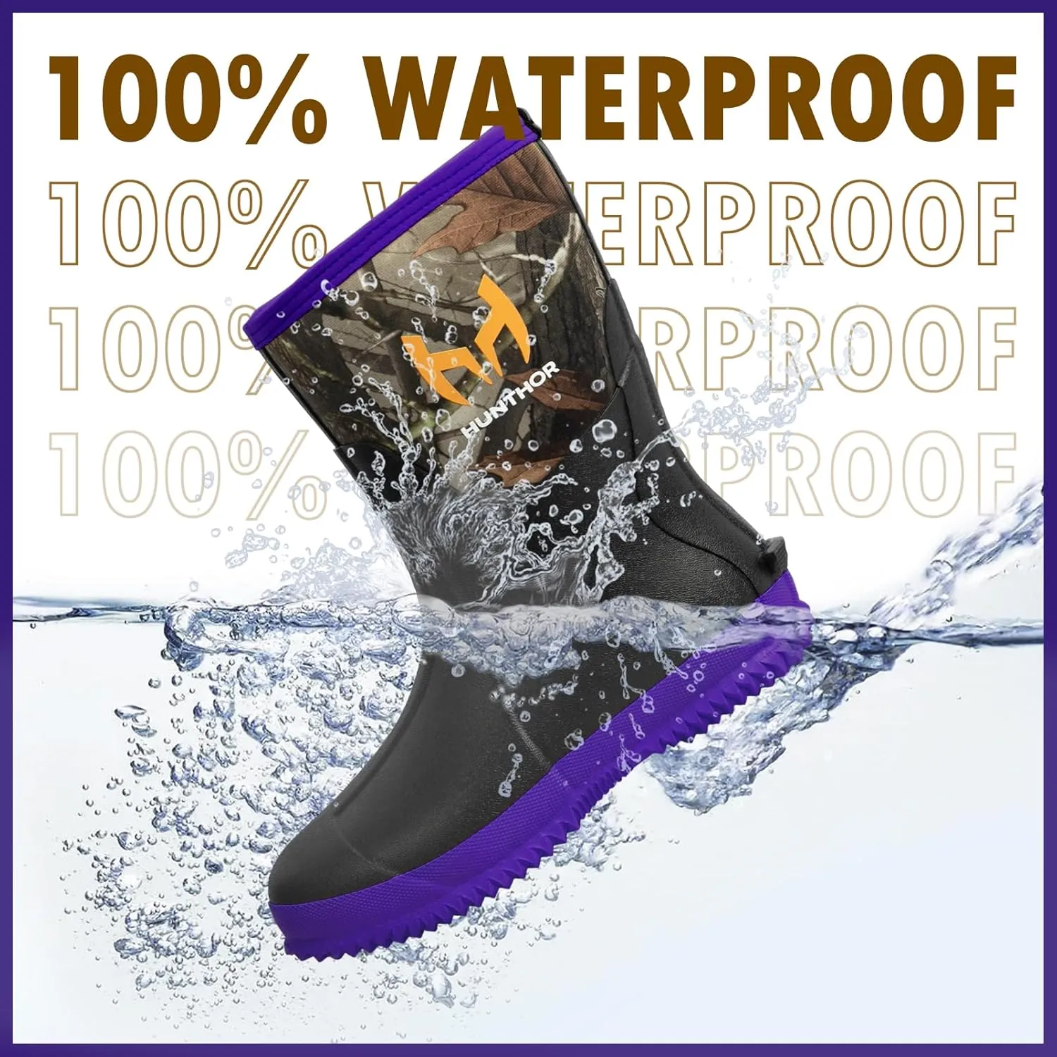 Rubber Boots for Women, 5mm Neoprene Insulated Waterproof Rain Boots with Steel Shank, Mid Calf Hunting Shoes for Faming Gardening Mud Work (Size 5-11)