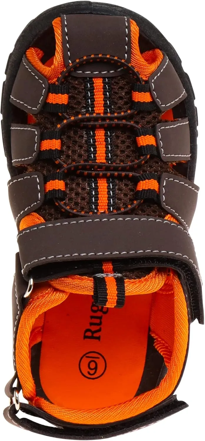Rugged Bear Kids Boys Girls Closed-Toe Outdoor Sport Water Sandals - beach pool slide adjustable strap shoes athletic summer (Toddler/Little Kid/Big Kid)