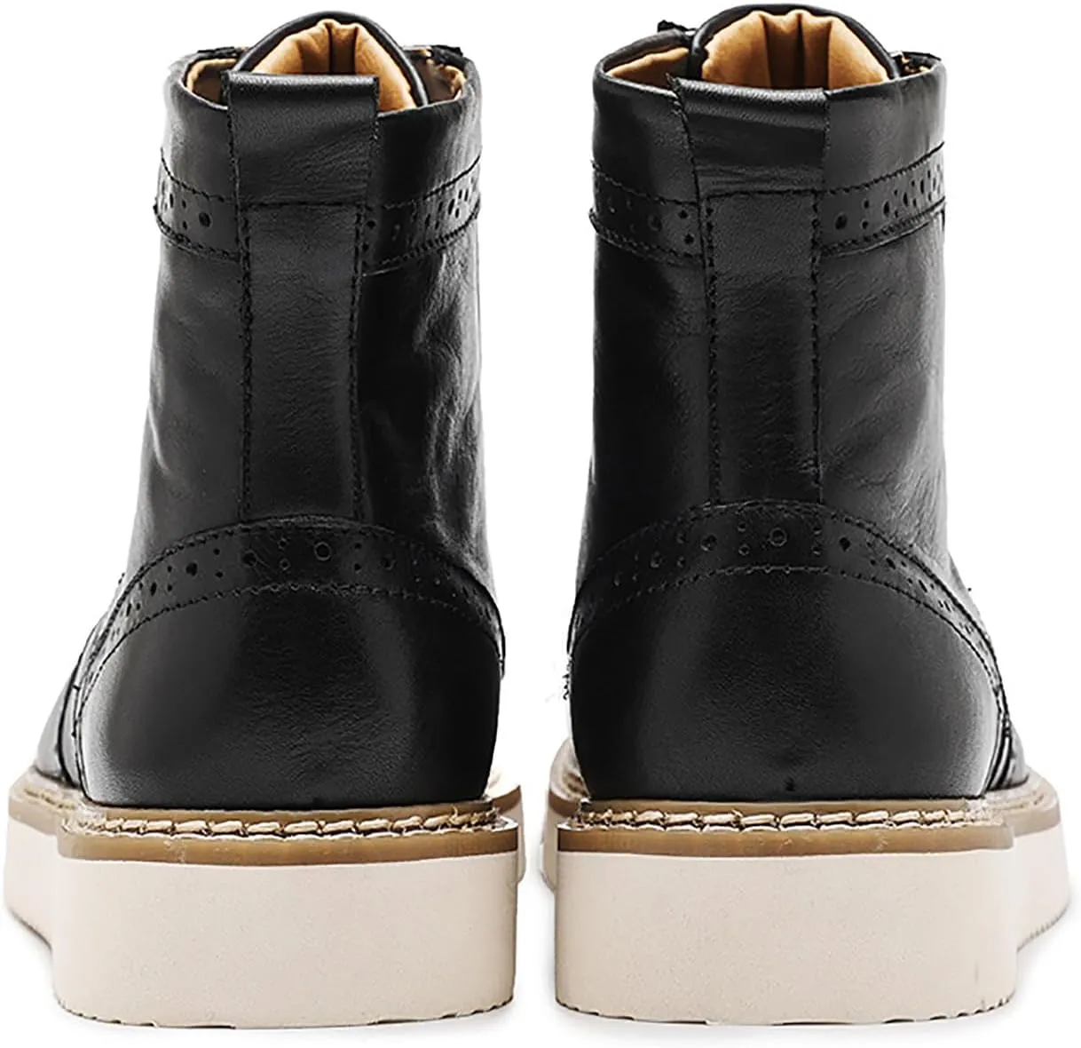 Santimon Mens Boots Casual Dress Motorcycle Boots Genuine Leather Wingtips Brogues Chelesa Boots Fashion Formal Boots for Men
