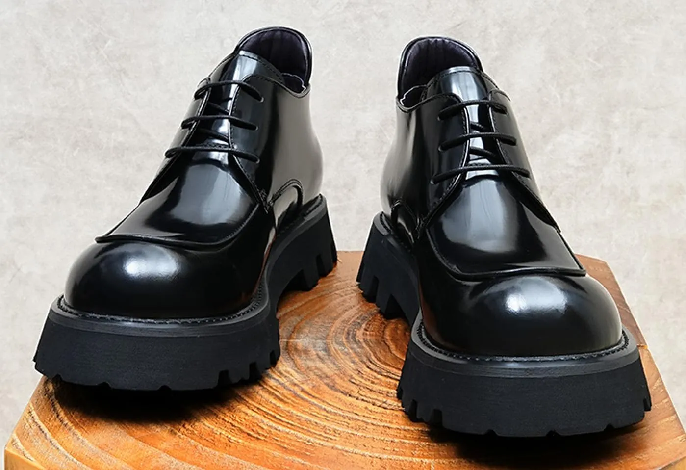 Santimon Mens Oxfords Boots Formal Dress Ankle Low Top Boots Fashion Patent Leather Thick-Soled Chelsea Boots Prom Wedding Tuxedo Business Causal Lightweight Chukka Boots for Men