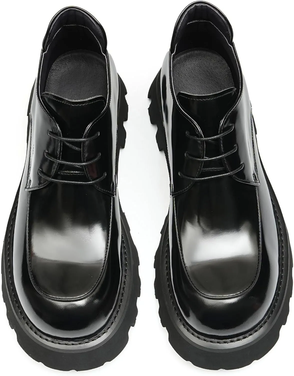 Santimon Mens Oxfords Boots Formal Dress Ankle Low Top Boots Fashion Patent Leather Thick-Soled Chelsea Boots Prom Wedding Tuxedo Business Causal Lightweight Chukka Boots for Men