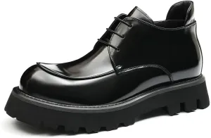 Santimon Mens Oxfords Boots Formal Dress Ankle Low Top Boots Fashion Patent Leather Thick-Soled Chelsea Boots Prom Wedding Tuxedo Business Causal Lightweight Chukka Boots for Men