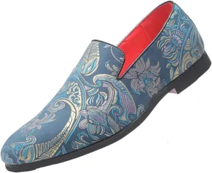 Santimon Men's Paisley Slip On Smoking Loafers Casual Business Formal Walking Relaxed Fit Lightweight Shoes